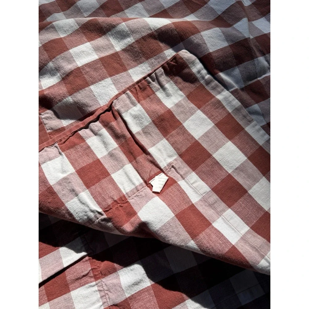 VTG Williams-Sonoma Tablecloth Rust Terracotta White Gingham Check 68x78 Cotton